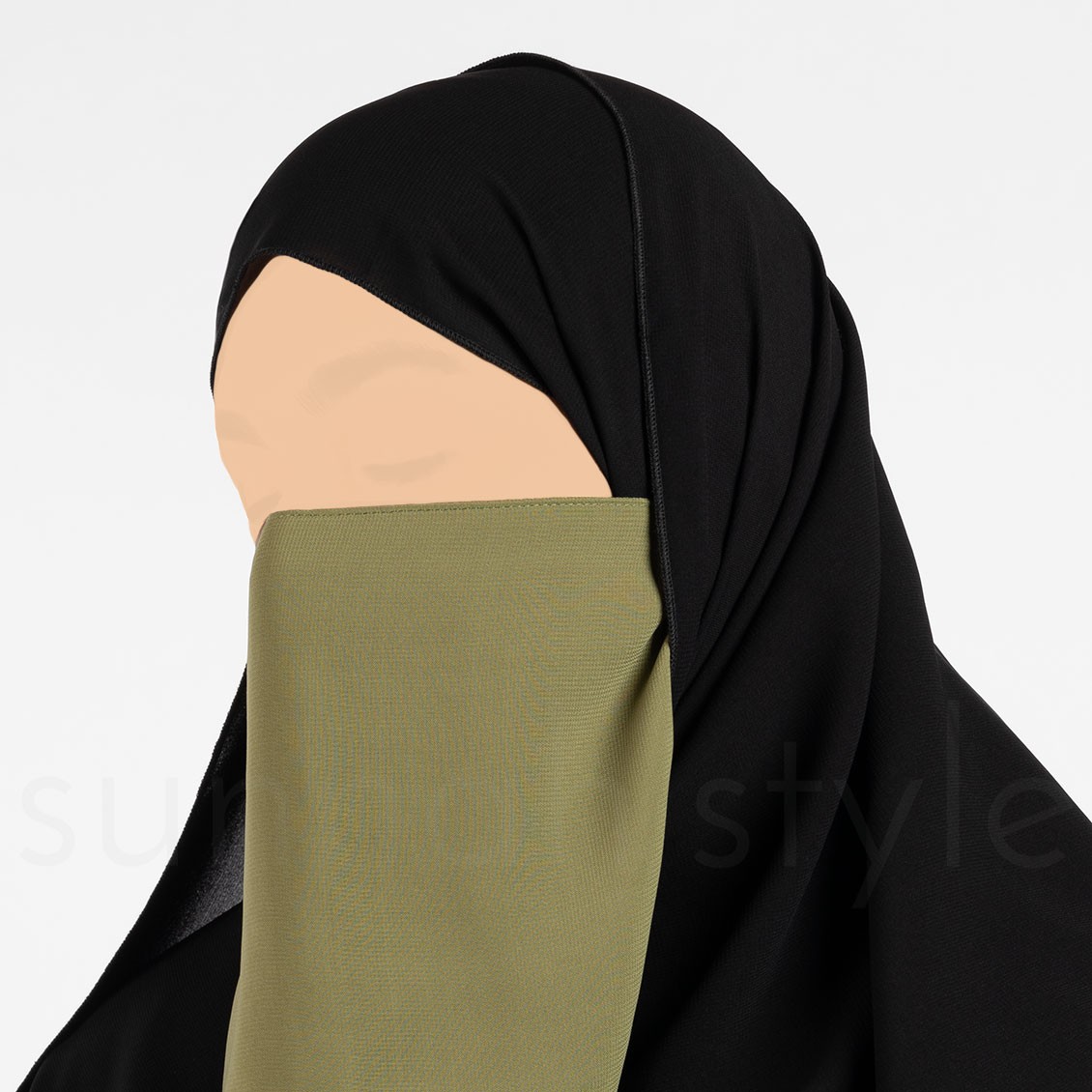 Sunnah Style Short Elastic Half Niqab Moss